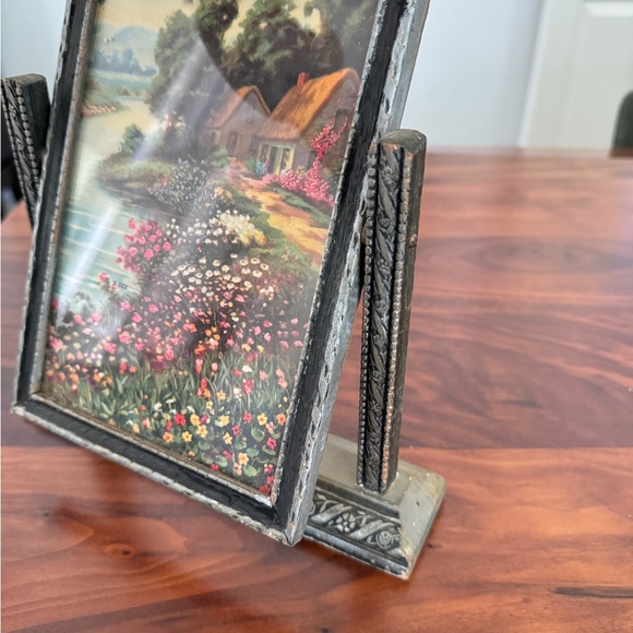 Tilt Swing Picture Frame Antique Art Deco Swinging Tabletop Carved Wood W Photo - Picture 5 of 16